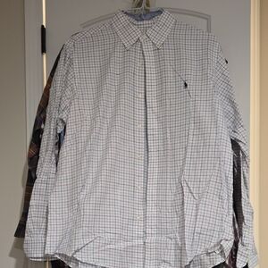 Polo by Ralph Lauren Men's White and Blue Checkered Shirt